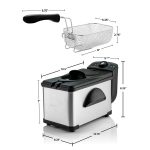 OVENTE Electric Deep Fryer 2 Liter Capacity, 1500 Watt Lid with Viewing Window and Odor Filter, Adjustable Temperature, Removable Frying Basket and Easy to Clean Stainless Steel Body, Silver FDM2201BR - Image 6