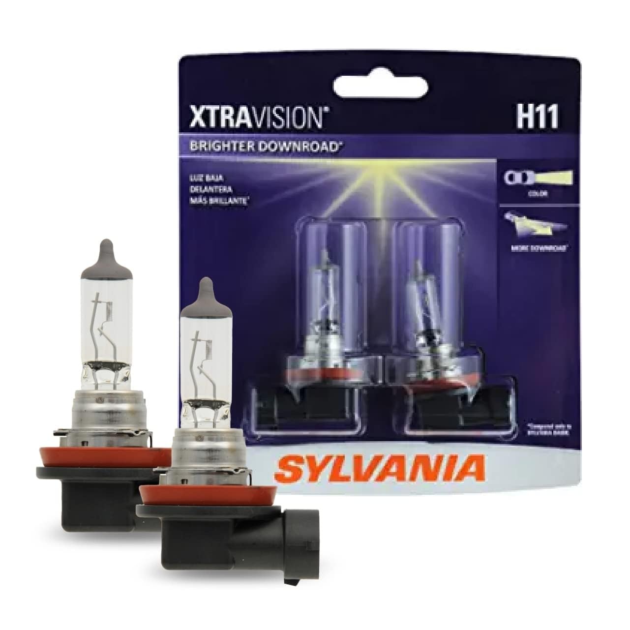 61syMp+YtqL SYLVANIA - H11 XtraVision - High Performance Halogen Headlight Bulb, High Beam, Low Beam and Fog Replacement Bulb (Contains 2 Bulbs) - Image 1
