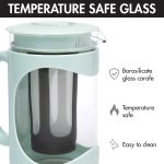 Primula Burke Deluxe Cold Brew Iced Coffee Maker, Comfort Grip Handle, Durable Glass Carafe, Removable Mesh Filter, Perfect 6 Cup Size, Dishwasher Safe, 1.6 qt, Aqua - Image 3