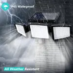 Tuffenough Solar Outdoor Lights 2500LM 210 LED Security Lights with Remote Control,3 Heads Motion Sensor Lights, IP65 Waterproof,270° Wide Angle Flood Wall Lights with 3 Modes(2 Packs) - Image 3