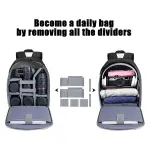 Professional Camera Backpack for DSLR/Mirrorless – Waterproof, Padded Dividers, Tripod Holder, Anti-Theft - Image 3