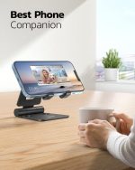 Nulaxy Dual Folding Cell Phone Stand, Fully Adjustable Foldable Desktop Phone Holder Cradle Dock Compatible with iPhone 17 16 15 14 13 12 11 Pro Max Xs Xr X 8, Nintendo Switch, All Phones - Image 2