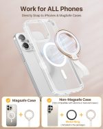 andobil [2025 Unrivaled Stability] Magnetic Phone Grip Holder for MagSafe Ring Stand Holder Kickstand Compatible with MagSafe Accessories for iPhone 17 Air 16 Pro Max Plus 15/14/13/12&Android,Rosegold - Image 4