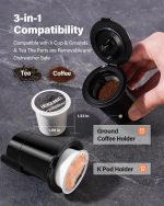 Coffee Maker Hot & Iced With Bold Setting,Single Serve Coffee Maker For K Cup And Grounds,52 Oz Removable Water Tank,6-14 Oz Brew Sizes,One Cup Kcup Coffee Machine With Reusable Filter,(Black) - Image 4