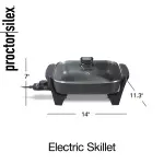 Proctor Silex Electric Skillet with Lid, 116 sq. in. Nonstick Cooking Surface for Frying, Sauteing, Simmering and Braising, Adjustable Temp 200° to 400° F, Black (38526PS) - Image 2