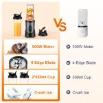 KOIOS Smoothie Blender, 900W Personal Blender for Shakes and Smoothies for Kitchen with 2 No-BPA 22oz Portable Cups, Single Serve Smoothies Maker Mixer for Juices, Nutritious Recipe (Grey Blue) - Image 8