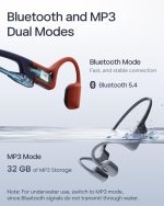 SHOKZ OpenSwim Pro - Open-Ear Bluetooth & MP3 Bone Conduction Sport Headphones, Swimming Headphones, IP68 Waterproof, Grey - Image 7