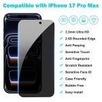 PEHAEL 3+3Pack for iPhone 17 Pro Max Privacy Screen Protector with Camera Lens Protector Full Coverage Anti-Spy Tempered Glass Film 9H Hardness Easy Installation Bubble Free [6.9 inch] - Image 7