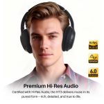 TOZO HT3 Hybrid Noise Cancelling Headphones, 90H Playtime Wireless Over Ear Bluetooth Headset, Spatial Audio AI Chat with 5 Mics, Supports Dual Connection and USB-C Input, with 32 EQ Music Modes - Image 5