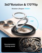SYNCWIRE for MagSafe Phone Grip, 360° Rotation Magnetic Cell Phone Grip Magnetic Ring Holder Kickstand Mag Safe Ring Stand Compatible with iPhone 17 16 15 14 13 12 Pro Max MagSafe Accessories Android - Image 9