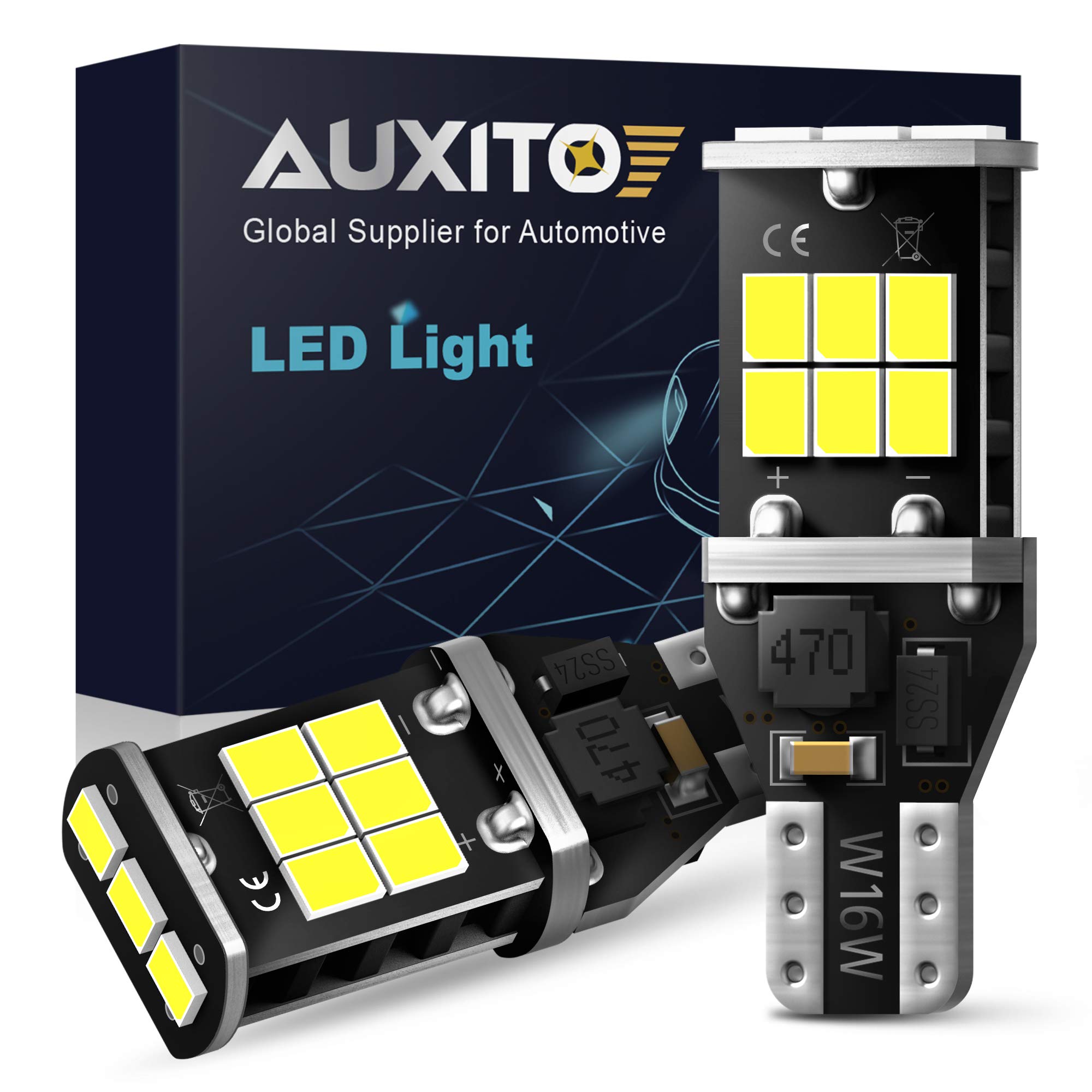 716vk348h+L AUXITO 912 921 LED Bulb for Backup Light Reverse Lights High Power 2835 15-SMD Chipsets Error Free T15 906 922 W16W Bulbs, 6000K White, Exterior Light Bulbs (Upgraded, Pack of 2) - Image 1