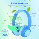 iClever BTH22 Kids Bluetooth Headphones, 60H Play Time, USB C Fast Charging, Bluetooth 5.4, AUX Cord,Safe Volume 74/85 dBA,Toddler Headphones for iPad/Tablet/Travel/School, Blue - Image 4
