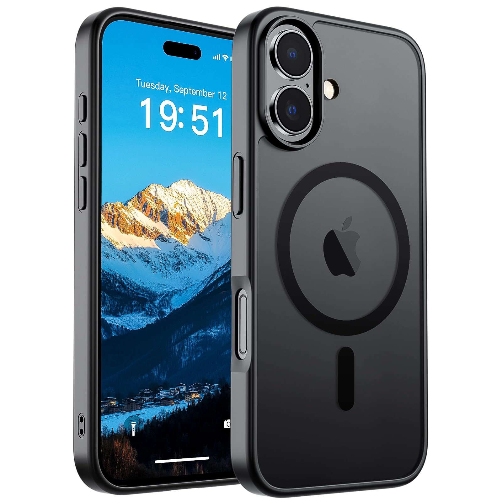 71EVEUefv3L SUPFINE Magnetic for iPhone 17 Case (Compatible with MagSafe)(Military Grade Drop Protection) Translucent Matte Shockproof with Anti-Fingerprint Phone Cover,Black - Image 1