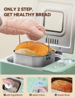 Neretva Bread Maker, 20-in-1 2LB Bread Machine Dual Heater & Nonstick Ceramic Pan Bread Makers Machine All Metal Compact for Gluten Free/Dough Maker/Meat Floss/Jam/Yogurt/Breadmaker Recipe-Light Green - Image 5