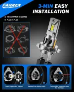 FAHREN H7 LED Light Bulbs, 46,000LM Super Brightness 1:1 Size No Adapter Needed Plug & Play, 6500k White with 16 CSP Chips, Canbus Ready Non-Polarity H7 Fog Bulb with Turbo Fan, IP68 Pack of 2 - Image 5