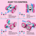 QUNREDA RC Cars, Pink Remote Control Car for Girls, 2.4 GHZ Double Sided RC Stunt Car 360° Rotating Remote Control Crawler with Headlights Car Toys for 6 7 8 9 10 11 12 Girls Birthday Gift Grandkids - Image 2