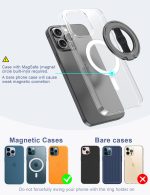EWA MagOne 3rd Gen [Compatible with MagSafe] Phone Grip Stand with Finger Strap, Removable Magnetic Ring Holder Kickstand Loop for iPhone 17,16,15,14,13,12 Series (Black) - Image 3