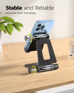 Nulaxy Dual Folding Cell Phone Stand, Fully Adjustable Foldable Desktop Phone Holder Cradle Dock Compatible with iPhone 17 16 15 14 13 12 11 Pro Max Xs Xr X 8, Nintendo Switch, All Phones - Image 4
