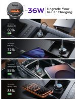 LISEN Car Phone Charger USB C, 54W Cigarette Lighter USB Charger Adapter, Car Accessories for Men, Mini USBC Cars Fast Charging Adapter USBC Type C 12V, for iPhone 17 Pro Max 16 15 14 13 12 Plus Mini - Image 3