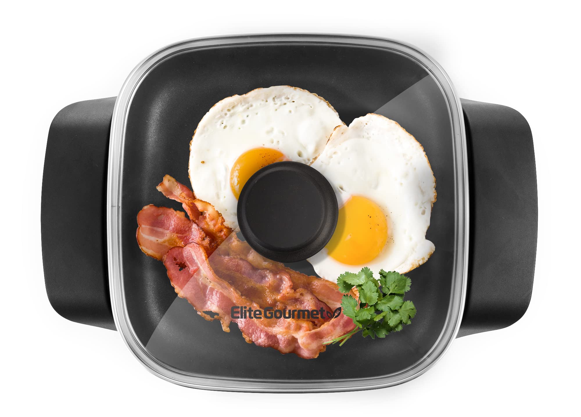 71MKeapxgnL Elite Gourmet EG808 8” x 8" Non-stick Electric Skillet, Dishwasher Safe with Tempered Glass Vented Lid, Rapid Heat Up, 600W, Black - Image 1