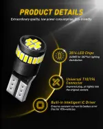 AUXITO 194 LED Bulbs for License Plate Light 168 175 2825 W5W T10 24-SMD 3014 Chipsets 6000K White for Car Dome Door Map Dash Courtesy Cargo License Plate Lights, Pack of 2 - Image 7