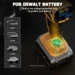 Tire Inflator Air Compressor Compatible with Dewalt 20V Max Battery, LIVOWALNY 160 PSI Cordless Portable Electric Air Pump 2025 Bigger LCD Digital Pressure Gauge for Car, Bike, Sport Ball (No Battery) - Image 4