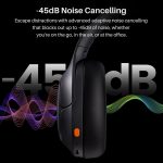 TOZO HT3 Hybrid Noise Cancelling Headphones, 90H Playtime Wireless Over Ear Bluetooth Headset, Spatial Audio AI Chat with 5 Mics, Supports Dual Connection and USB-C Input, with 32 EQ Music Modes - Image 7