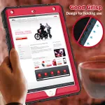 ZoneFoker Case for iPad 9th/8th/7th Generation 2021/2020/2019(10.2 inch), Heavy Duty Military Grade Shockproof Rugged Protective 10.2" Cover with Built-in Stand for iPad 9 8 7 Gen (Black+Red) - Image 3