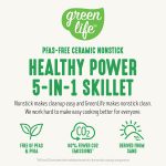GreenLife 12" 5QT Square Electric Skillet, Glass Vented Lid, Ceramic PFAS-Free Nonstick Coated Interior, Adjustable Temperature Control, Cool Touch Handles, Quick Even Heating, Scratch Resistant, Blue - Image 3
