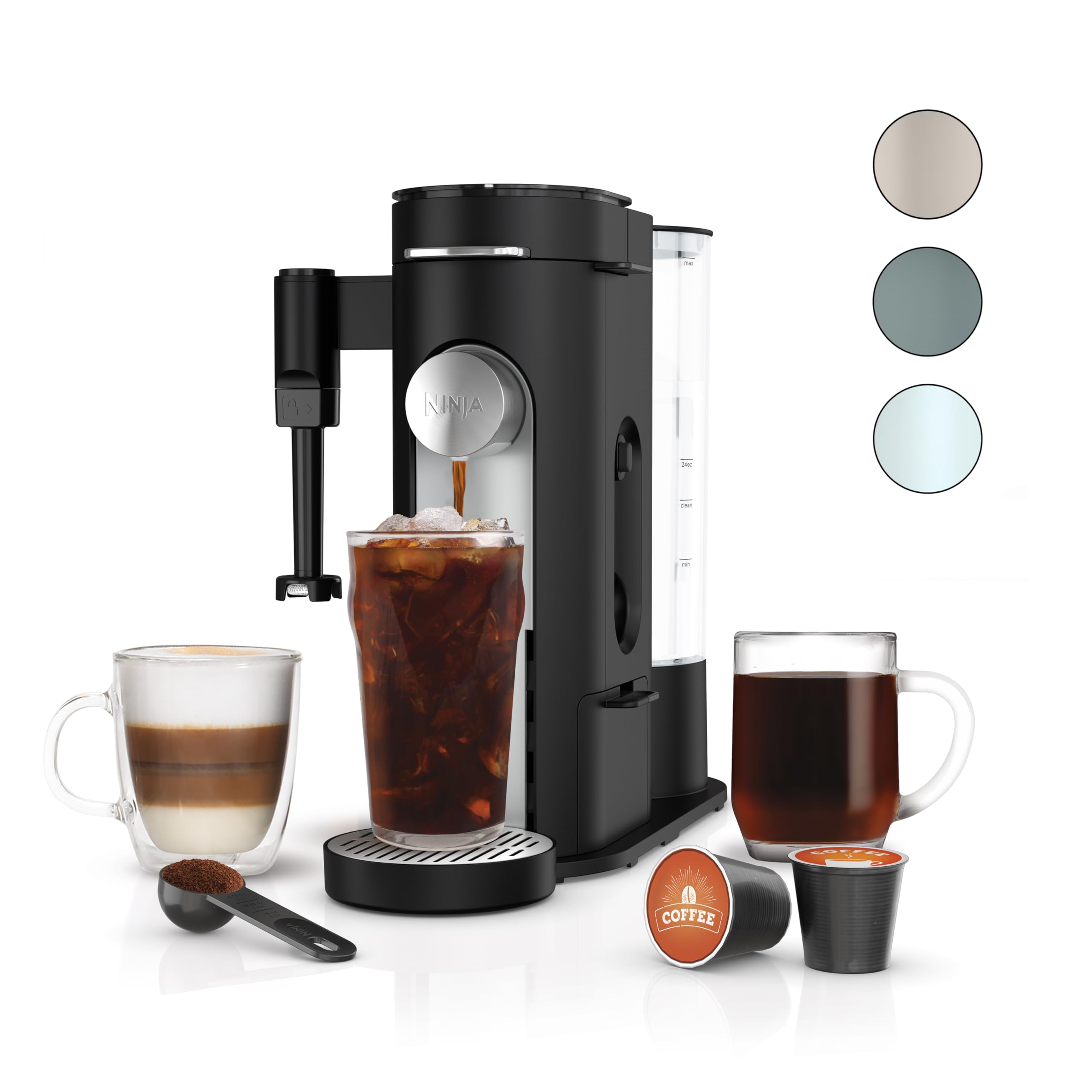 71S4zovrnlL Ninja | Coffee Maker | Single Serve |Brew with Coffee Pods & Grounds| Compatible with K-Cup Coffee Pods | 4 Brew Styles, up to 24oz Cup Sizes & 56oz Removable Reservoir | Black | PB051 - Image 1