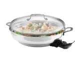 XL Electric 16" Skillet By CucinaPro- 18/10 Stainless Steel Frying Pan with Tempered Glass Lid and Handle, Round with Adjustable Temperature Control Probe, Portable, Includes Recipe Guide, Great Gift - Image 3