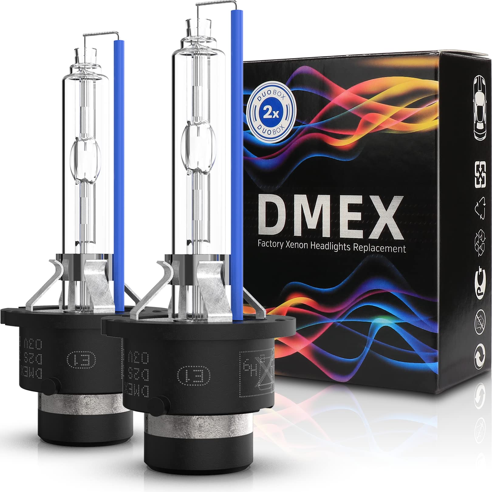 71SRIabjY4L DMEX D2S HID Headlight Bulbs Xenon 35W Replacement 85122 66240 66040 66240CBI Headlamp - Pack of 2, 6000K Cool White - Image 1