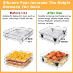 BYKITCHEN 8 inch Square Air Fryer Rack, 3pcs Stackable Stainless Steel Dehydrator Rack with Silicon Feet, Square Air Fryer Accessories for Cosori, Instant Vortex, Ninja Pro XL 6.5 QT AF181 & More - Image 5