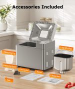 2LB Bread Maker Machine, OSIPOTO 17 in 1 Automatic Stainless Steel Bread Machine, Non-stick, Beginner-Friendly Controls, 15 Hour Timer, Easy to Clean Low Noise, High Success Rate for Homemade Bread - Image 2
