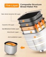 EUHOMY 25-in-1 Bread Maker Machine 2LB Breadmaker, Bread Machines with Nut Dispenser and Yeast Dispenser, 3 Loaf Sizes 3 Crust Colors, Dough Maker with Customized Options, Gluten-Free, Recipe, Gifts - Image 3