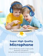 iClever BTH12 Kids Bluetooth Headphones,Colorful LED Lights Kids Headphones Wireless,74/85dBA Safe Volume,85H Playtime,Fast Charging,Bluetooth 5.2,Over Ear,Built-in Mic for iPad/Tablet/Airplane,Blue - Image 3