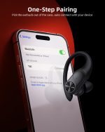 PocBuds Bluetooth Headphones Wireless Earbuds 80hrs Playtime Wireless Charging Case Digital Display Sports Ear Buds with Earhook Deep Bass IPX7 Waterproof Over-Ear Earphones for TV Phone Laptop Black - Image 4