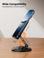 Lamicall Cell Phone Stand for Desk - [360° Rotation] Sturdy Adjustable Desktop Phone Holder, Foldable Mobile Stand, Office Desk Accessories for iPhone 17 16 15 14 Pro Max Air, Galaxy S25, Cellphones - Image 6
