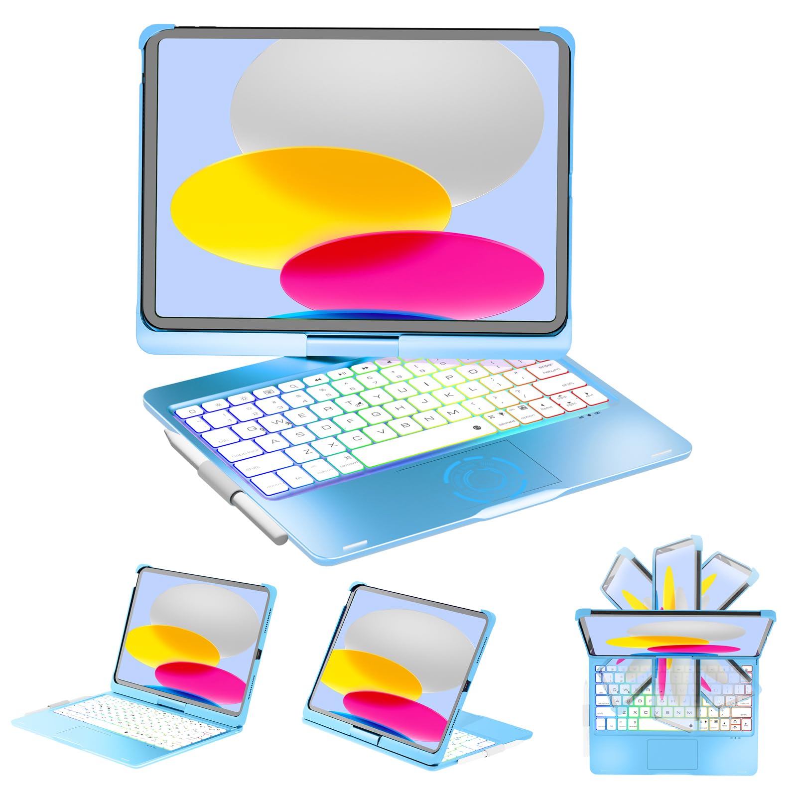 71VM77bmgXL iPad Keyboard Case with Trackpad – 360° Swivel, Backlit, for iPad 10th/11th/Air/Pro 11 - Image 1