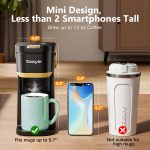 Tastyle Single Serve One Cup Coffee Maker, for K Cups and Grounds, Mini Coffee Maker with Portable Handle, 6 to 12 Oz Brew Size, for Travel, Camping, Office, RV and Dorm, 120V, Black and Gold - Image 6