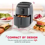 DASH Tasti-Crisp™ Electric Air Fryer Oven, 2.6 Qt., Grey – Compact Air Fryer for Healthier Food in Minutes, Ideal for Small Spaces - Auto Shut Off, Digital, 1000-Watt - Image 9
