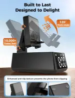 Bluetooth Speaker White Elephant Gifts:Induction Cell Phone Stand HD Sound Gift for Men Women Adults Birthday Christmas Secret Santa,Kitchen Gadget Mom Wife Dad Husband Teen Stocking Stuffers(Black) - Image 2