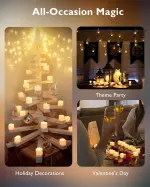 Homemory 12Pcs Flickering Flameless Candle Battery Operated, 200+Hours Fake Electric LED Tea Lights for Votive, Centerpiece Table Decorations, Wedding, Aniversary, Halloween, Christmas - Image 6