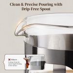 Veken French Press Coffee Maker 34oz,Thickened Borosilicate Glass Stainless Steel Brewer,No Plastic Touching Cafe,Cold Brew Cafetera Teapot for Kitchen Travel Camping,Gift,Bar Accessories,Dark Pewter - Image 2