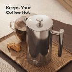 MuellerLiving French Press Coffee Maker 34oz, Stainless Steel French Press Coffee, 4 Filter Heat Resistant Double Insulated, Rust-Free, Food Grade, Dishwasher Safe Coffee Pot - Image 5