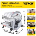 VEVOR Commercial Meat Slicer, 10 inch Electric Food Slicer, 240W Frozen Meat Deli Slicer, Premium Chromium-plated Steel Blade Semi-Auto Meat Slicer For Commercial and Home use - Image 4