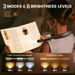 3-Color Neck Reading Light – 6 Brightness Levels, USB-C Rechargeable, 80 Hours Long Battery - Image 6