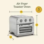 Cuisinart Compact Air Fryer Toaster Oven, Stainless Steel Fryer with 6-in-1 Functions, Adjustable Temperature, Includes Oven Rack, Baking Pan and Air Fry Basket, TOA-26 - Image 2
