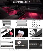 Car Interior LED Lights – 16 Million Colors, Music Sync, App Control, 2-Line Design, Easy Install - Image 3