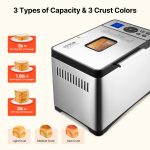 VEVOR Bread Maker, 19-in-1 2LB Dough Machine, Nonstick Ceramic Pan Automatic Breadmaker with Gluten Free Setting, Whole Wheat Bread Making, Digital, Programmable, 3 Loaf Sizes, 3 Crust Colors - Image 8